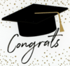 Congrats with mortarboard hat and confetti